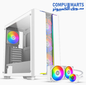 XIGMATEK Gaming Y Pro ARGB EATX Case with dual LED strips and Liquid Killer X 240 ARGB AIO liquid cooler bundle for gaming PCs.