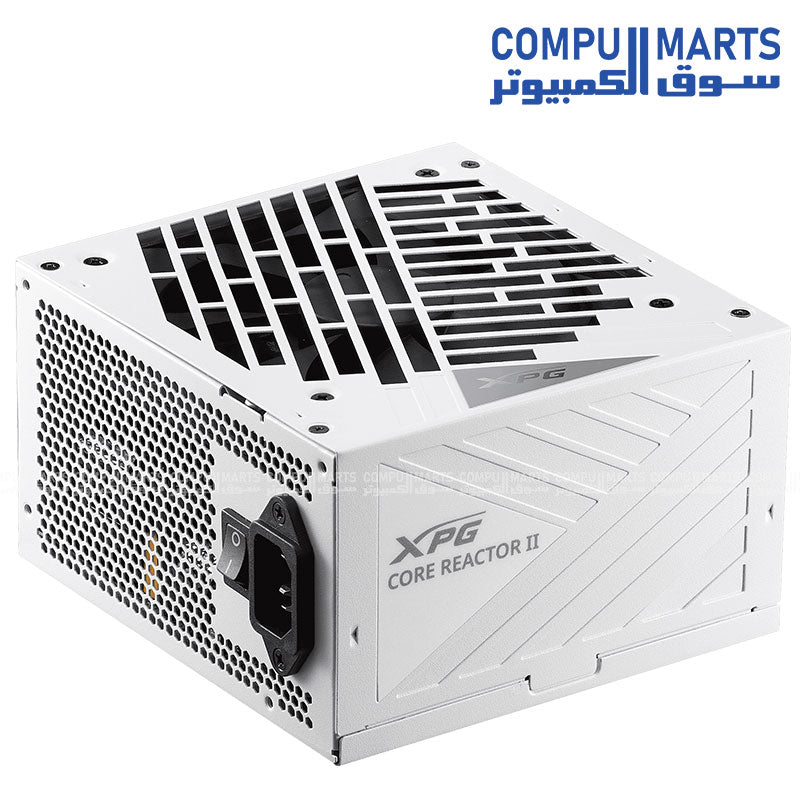 White XPG Core Reactor II fully modular 850W PSU with Cybenetics Platinum rating and advanced protection features for gaming PC builds from Compumarts
