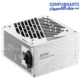 White XPG Core Reactor II fully modular 850W PSU with Cybenetics Platinum rating and advanced protection features for gaming PC builds from Compumarts