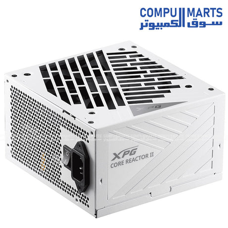 White XPG Core Reactor II fully modular 850W PSU with Cybenetics Platinum rating and advanced protection features for gaming PC builds from Compumarts