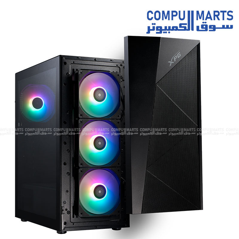 XPG Lander 500 Mid Tower ATX PC Case – Tempered Glass, 4×120mm ARGB Fans, ATX/Micro-ATX/Mini-ITX Support – Black/White – Egypt