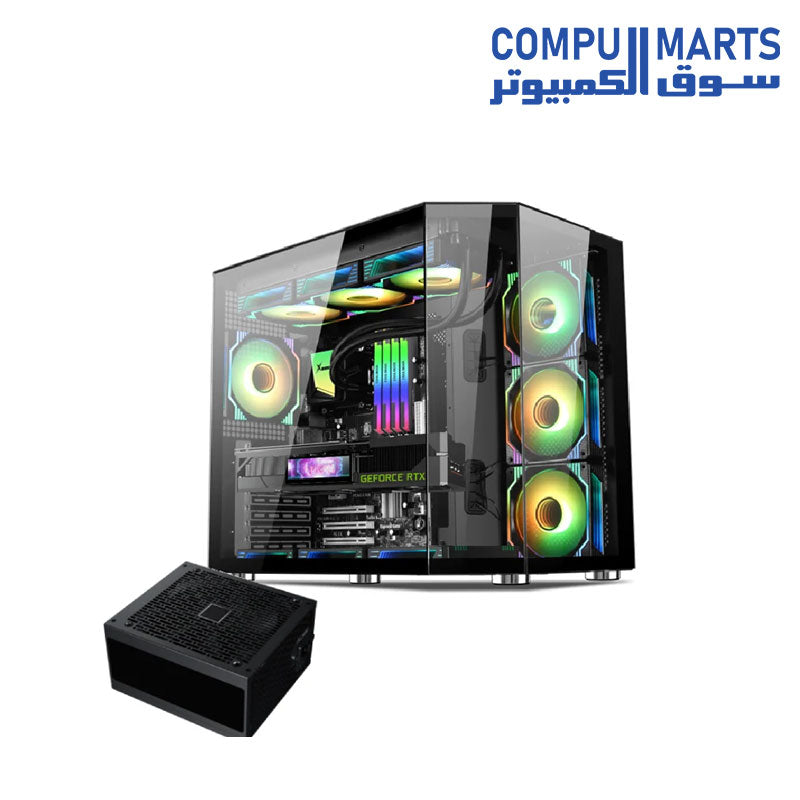 Xander Crystal 7 ARGB Fan Mid Tower Gaming Case + PSU 850W 80 Plus Bro ...