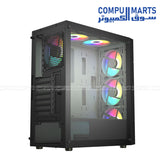 Built with Mesh+ABS front panel, tempered glass side panel, 120mm fan support up to 8 positions and ARGB fan control PCB from Compumarts