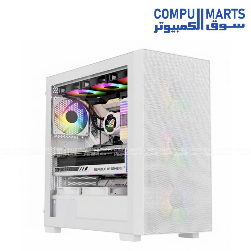 Xander Velox Max Black White Gaming Case with 4 ARGB Fans and 700W PSU
