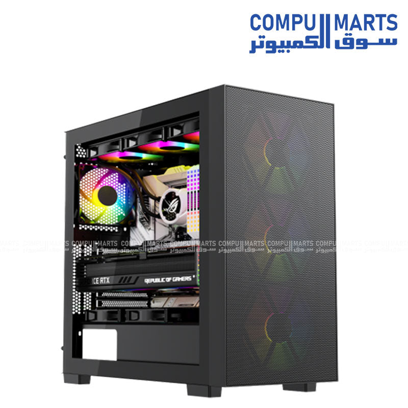 Xander Velox Max 4 ARGB Fan Mid Tower black only - Black