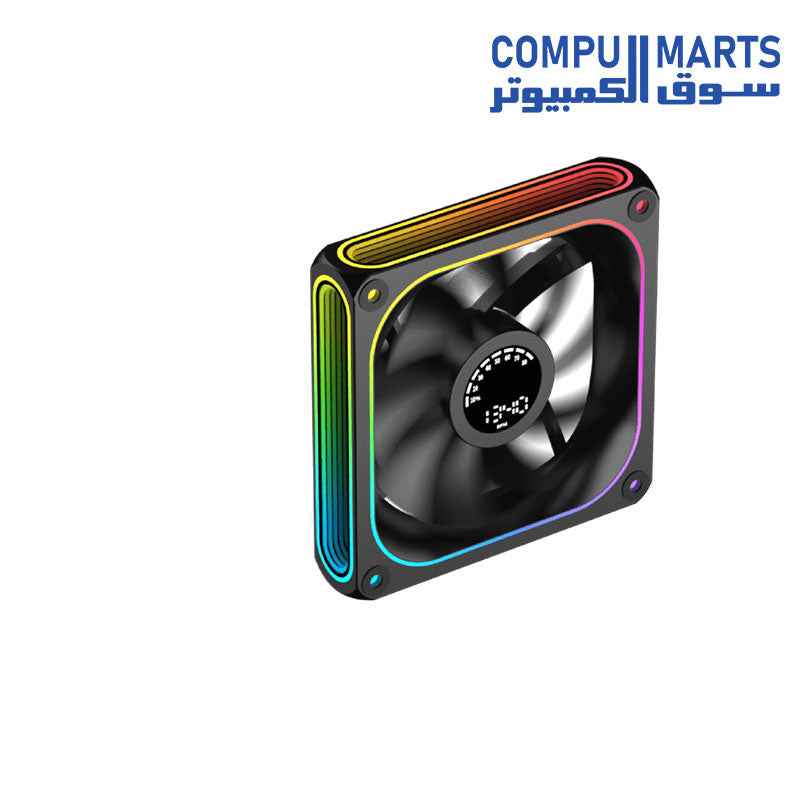 120mm case fan Egypt AERO DGT 120 design highlighting 42.74 CFM (±10%) airflow and standard fan blade structure for desktop cooling setups