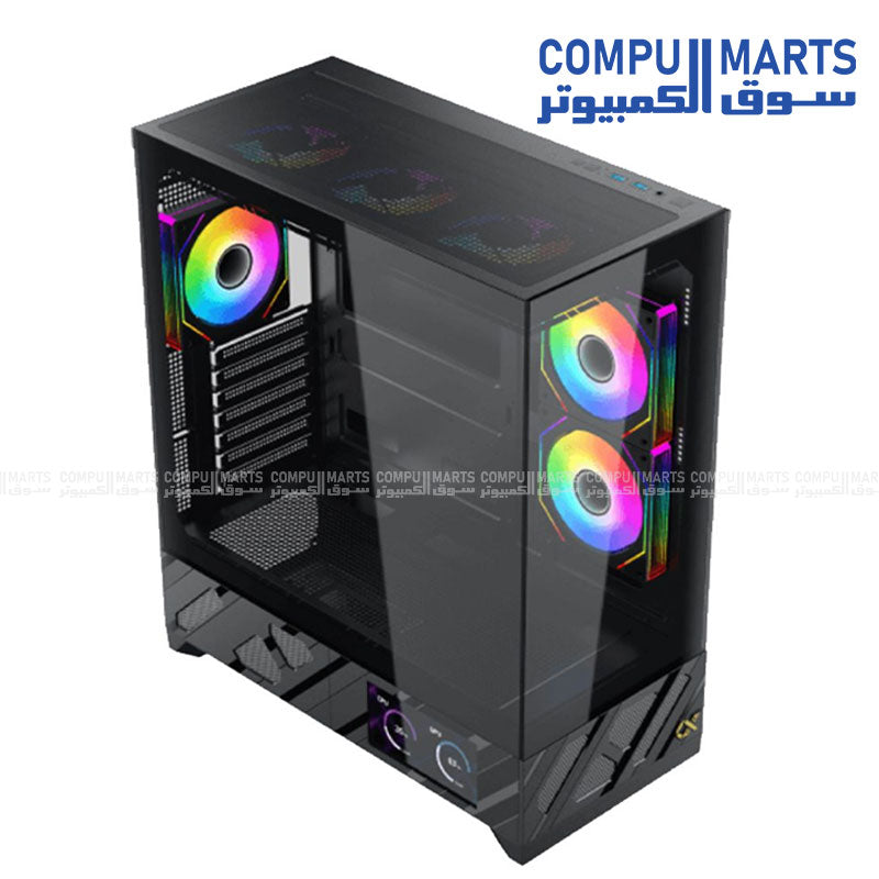 Xigmatek Alphard Pro Mid Tower Gaming Case with 6 inch LCD display and ARGB fans black