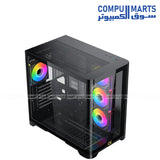 علبة Xigmatek Crystal Storm 4 fan PWM Argb Curved TG Mid Tower