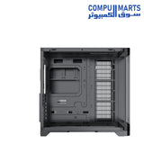 Radiator and fan mounting options at the top and side of the Xigmatek case.