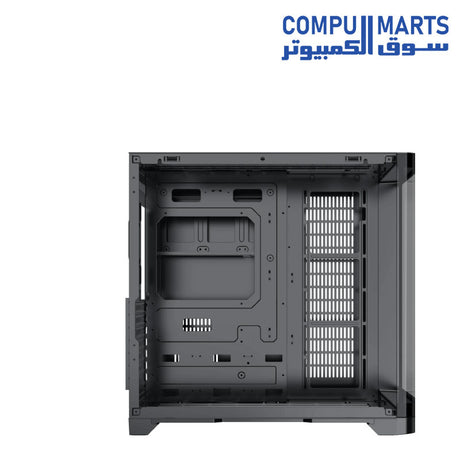 Radiator and fan mounting options at the top and side of the Xigmatek case.