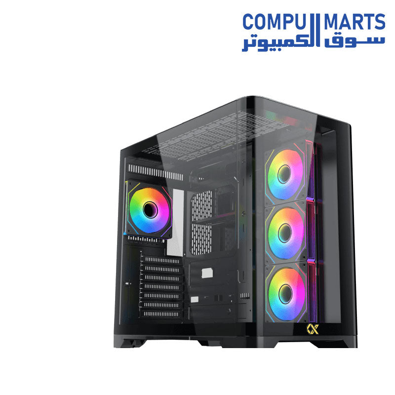 Xigmatek Crystal Storm V2 Mid Tower Case Curved Tempered Glass E-ATX ATX Steel 4 Fans PWM ARGB