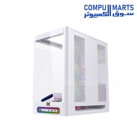 Xigmatek Heaven Arctic Mid Tower Case 8 ARGB fans curved glass E-ATX BTF support black and white gaming case