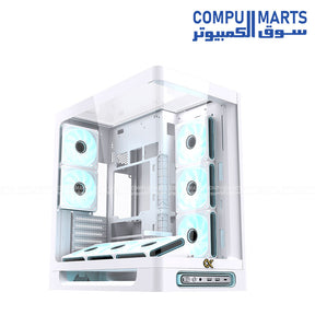 Xigmatek Heaven Arctic Mid Tower Case 8 ARGB fans curved glass E-ATX BTF support black and white gaming case