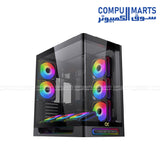 Xigmatek Heaven Arctic Mid Tower Case 8 ARGB fans curved glass E-ATX BTF support black and white gaming case