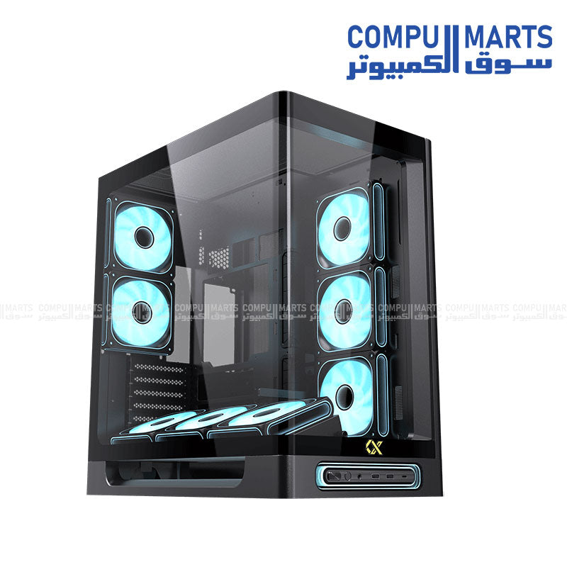 Xigmatek Heaven Arctic Mid Tower Case 8 ARGB fans curved glass E-ATX BTF support black and white gaming case