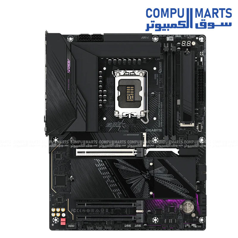 GIGABYTE Z890 AORUS ELITE DUO X motherboard featuring PCIe 5.0, USB4, Intel Wi-Fi 7 and Realtek 5GbE LAN from Compumarts.