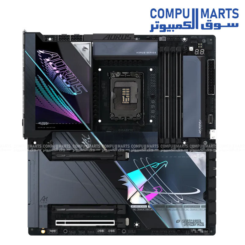 GIGABYTE Z890 AORUS MASTER AI TOP motherboard featuring PCIe 5.0, Intel Wi-Fi 7 and Dual 10GbE LAN from Compumarts.