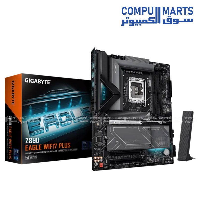GIGABYTE Z890 EAGLE WIFI7 PLUS motherboard with Intel Z890 chipset, DDR5 support, Wi-Fi 7, USB4 and PCIe 5.0 available in Egypt.