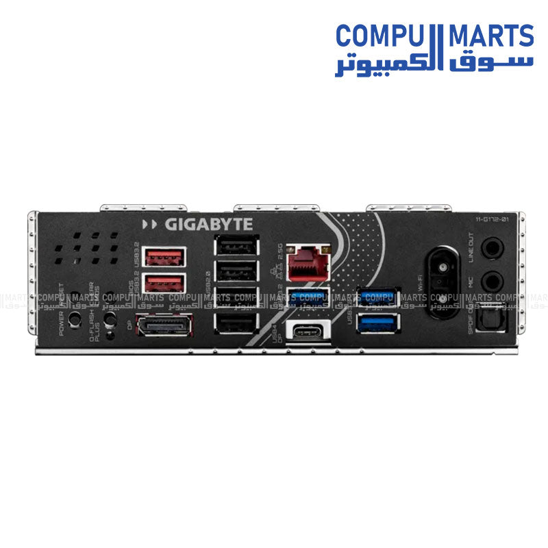 GIGABYTE Z890 EAGLE WIFI7 PLUS featuring Realtek 2.5GbE LAN, Bluetooth 5.4, DisplayPort and USB4 connectivity.