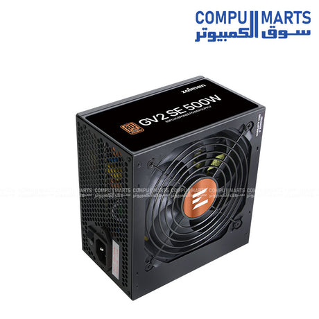 ZALMAN GV2SE 500W rear cables SATA PCIe CPU connectors ATX power supply airflow fan cooling system Egypt