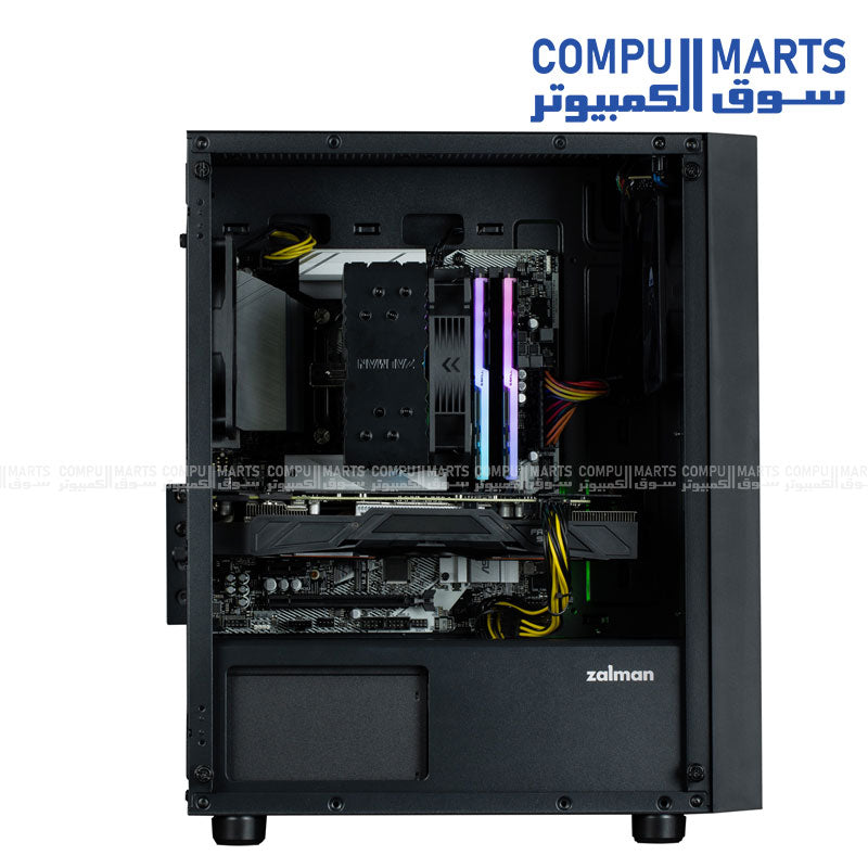 ZALMAN T3 Plus mATX Mini Tower Case Tempered Glass Front View