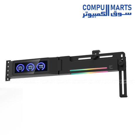  ZALMAN ZM-VS3 DS ARGB LCD display panel showing CPU GPU temperature and clock inside PC case