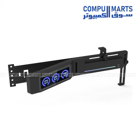  ZALMAN ZM-VS3 DS ARGB LCD display panel showing CPU GPU temperature and clock inside PC case