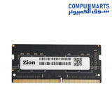 ZION 16GB DDR4 3200MHz SODIMM laptop memory module model ZM16GSD320 for performance upgrade