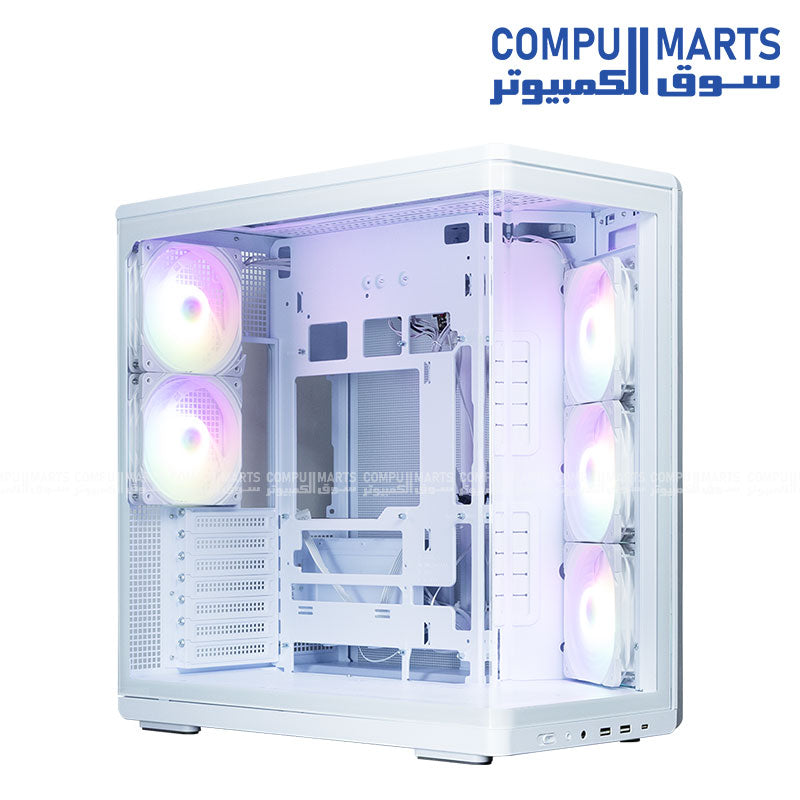 Zalman P60 BLACK / WHITE – ATX Mid Tower Tempered Glass 5 Fans USB-C 435mm GPU 360mm Radiator