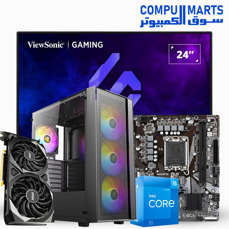 Gaming PC Bundle with Intel Core i5-12400F, RTX 3060 12GB, 16GB RAM, 256GB NVMe SSD, Antec AX65 Case, and ViewSonic XG2409 144Hz Monitor