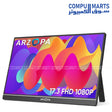 Arzopa A1M 17.3‑inch Portable Monitor – FHD IPS, USB‑C & HDMI, Built‑in Kickstand
