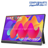 Arzopa A1M 17.3‑inch Portable Monitor – FHD IPS, USB‑C & HDMI, Built‑in Kickstand
