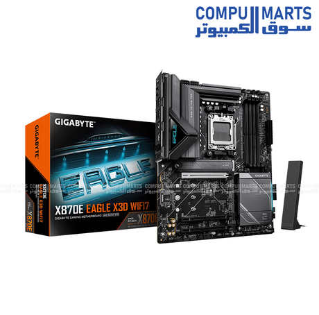 870E EAGLE X3D WIFI7 motherboard supporting PCIe 5.0 storage, four SATA 6Gb/s ports, Wi-Fi 7, and Windows 11 64-bit compatibility in Egypt.