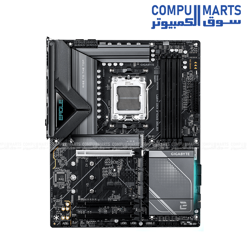 GIGABYTE X870E EAGLE X3D WIFI7 ATX motherboard with AMD X870E chipset, AM5 socket, DDR5, PCIe 5.0, and Wi-Fi 7 available in Egypt.
