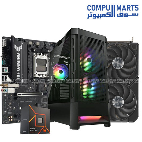 High-performance gaming PC bundle with Ryzen 7 7500F- RX 9060 XT 16GB GPU- 16GB DDR5 RAM- and ASUS TUF A620M motherboard - Egypt