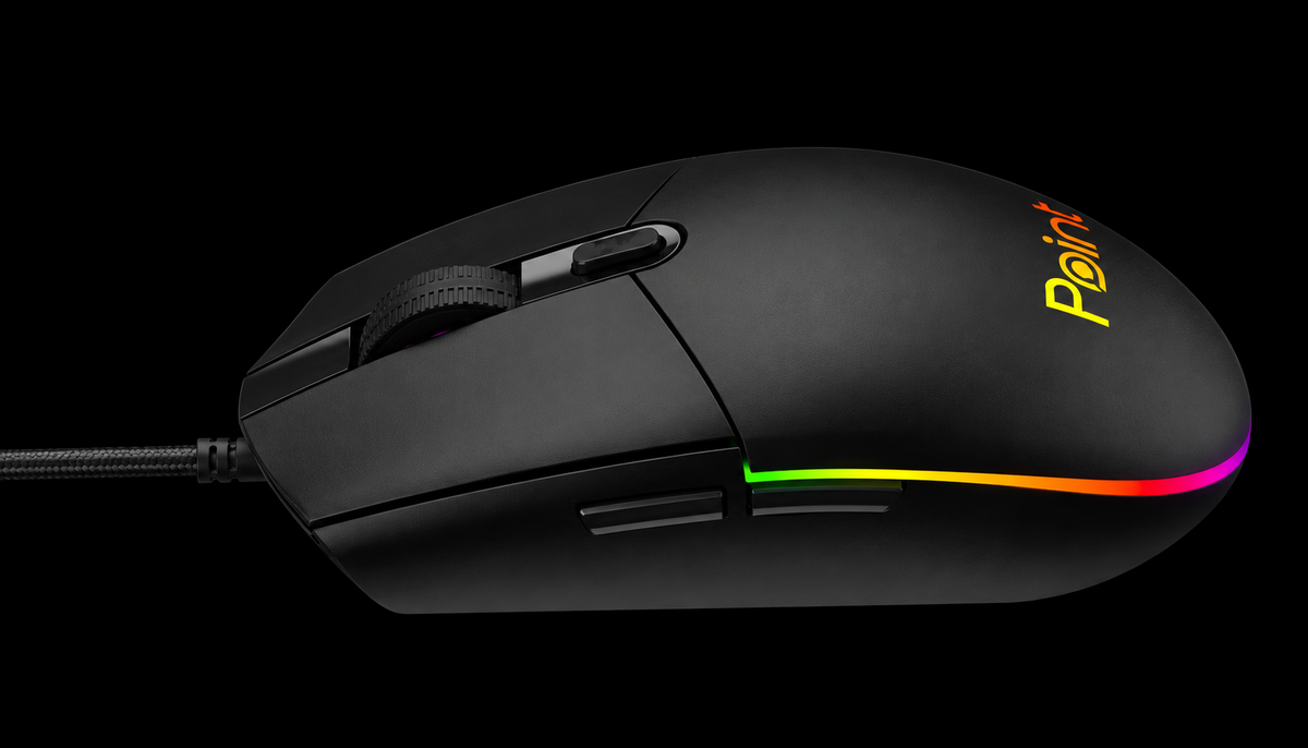 Point PT-214 black gaming mouse for PCs and laptops