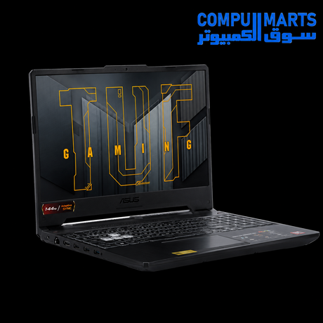 Graphite Black chassis of the ASUS TUF Gaming A15 featuring a 15.6-inch Full HD display