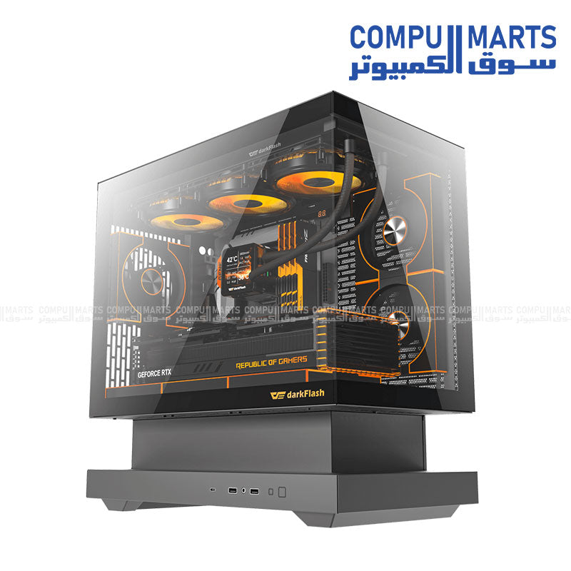 darkFlash FLOATRON F1 M-ATX PC Case with Floating Base Design, Type-C, 350mm GPU Clearance, 360mm Radiator Support