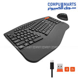 Meetion Director B2 Wireless and Bluetooth Dual Mode Ergonomic Keyboard and Mouse Combo black rechargeable design