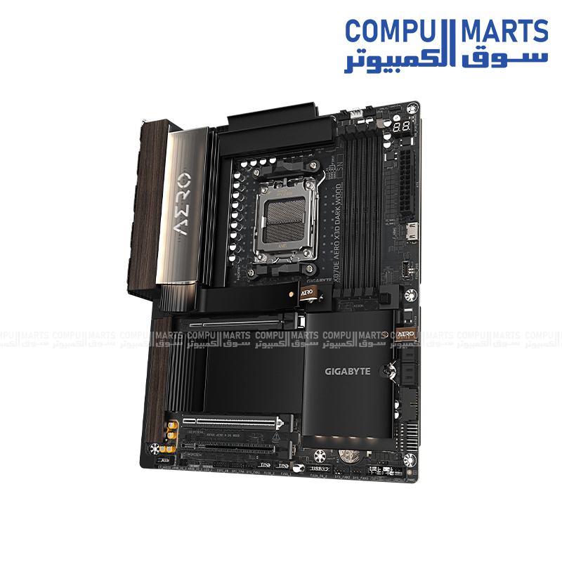 X870E AERO X3D DARK WOOD ATX motherboard supporting AMD Socket AM5 and Ryzen 9000, 8000 and 7000 Series processors