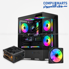 DarkFlash C365 E-ATX PC Case with GP650 650W power supply and three L17 120mm fans