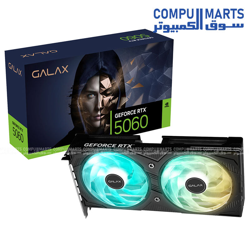 GALAX GeForce RTX 5060 EX 8GB GDDR7 Graphics Card, 2535MHz Boost, PCIe 5.0, Dual Fan, HDMI 2.1b, DisplayPort 2.1b