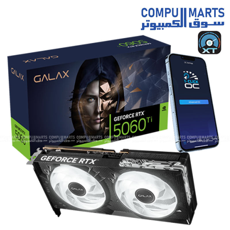 GALAX GeForce RTX 5060 Ti 1-Click OC GDDR7 Dual Fan Graphics Card 16GB 4608 CUDA Cores