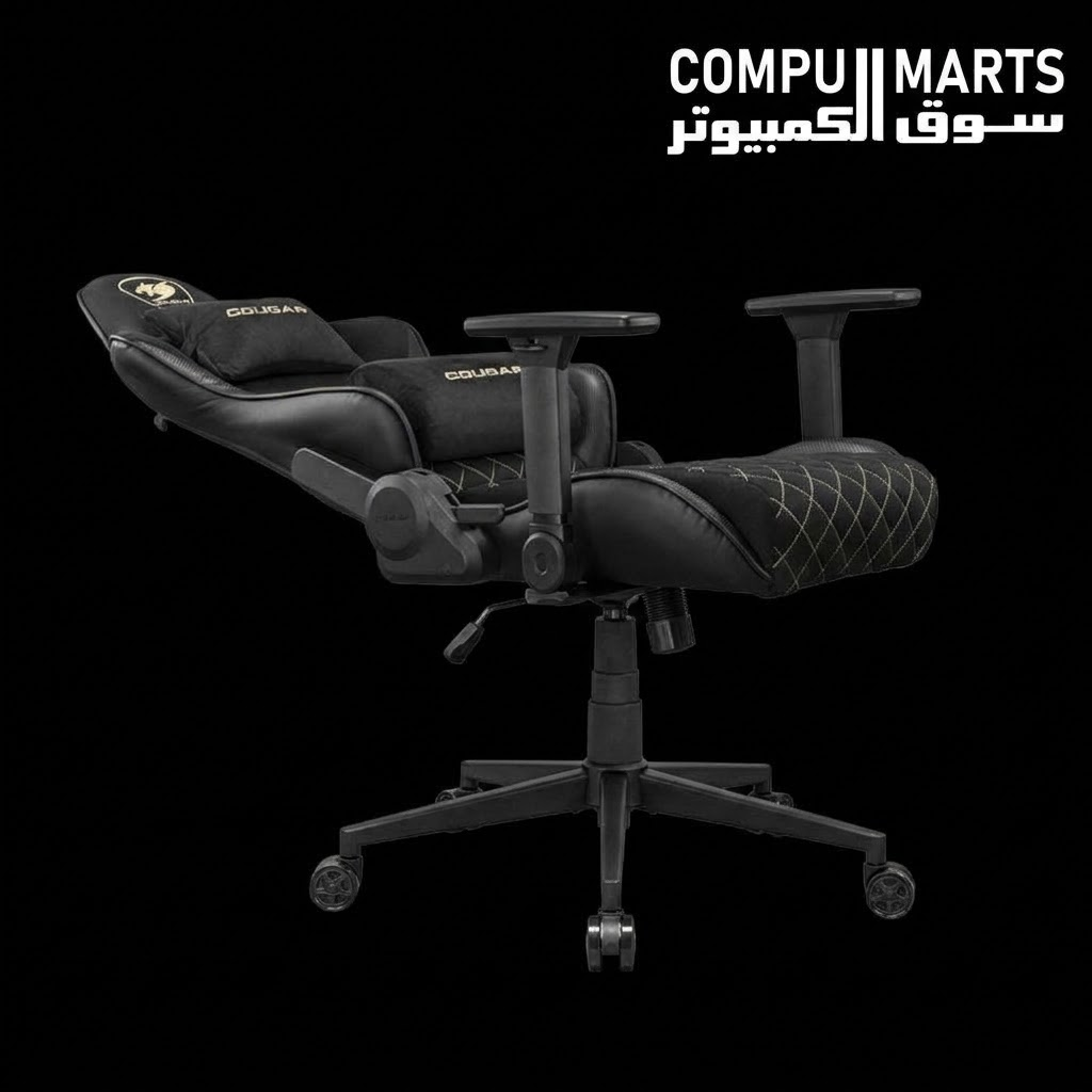 Cougar Armor One V2 GOLD gaming chair featuring integrated hidden backrest pocket
