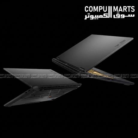 Side view of ASUS TUF Gaming F16 TUF608JPR-RV084 showing Thunderbolt 4 port, USB ports, HDMI 2.1, and RJ45 LAN port
