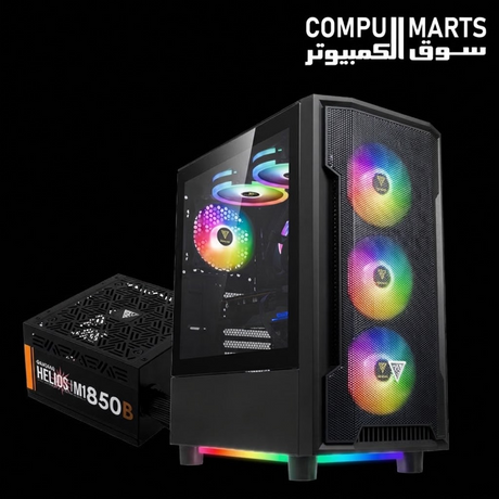 GAMDIAS ATHENA M6 LITE Mid-Tower Gaming Case with PSU – Front and Side View