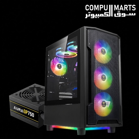 GAMDIAS ATHENA M6 LITE Gaming PC Case with Included Power Supply – Exterior Design