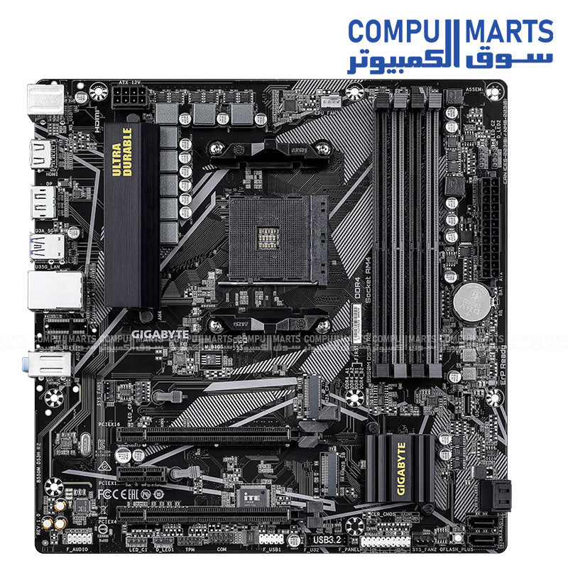 GIGABYTE B550M DS3H R2 – Micro‑ATX DDR4 Motherboard – Dual NVMe M.2 – PCIe 4.0 x16 – Gigabit LAN – AM4 Ryzen Compatible
