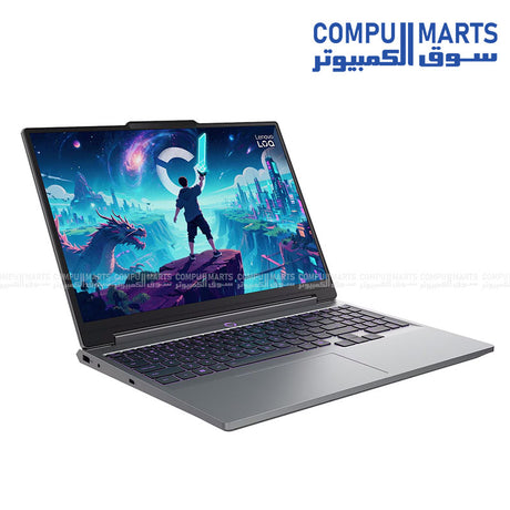 Lenovo LOQ gaming laptop in Luna Grey with 1-Zone RGB backlit keyboard