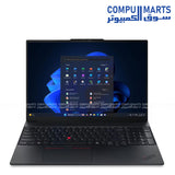 Lenovo ThinkPad E16 Gen 3 aluminum laptop with 16-inch WUXGA IPS display and Intel Arc 140T graphics on white background
